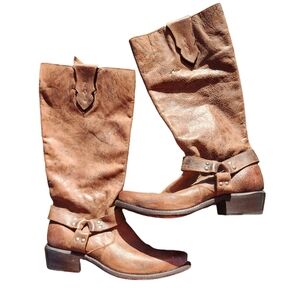 WOMENS SONORA HIGH COWBOY BROWN BOOTS SIZE 9~ SN1700 Made In Mexico Leather